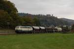 216 224 mit Gterzug am 22.10.2010 bei Biedenkopf