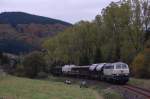 216 224 mit Gterzug am 22.10.2010 bei Samannshausen