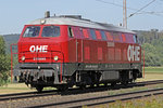 OHE-Cargo 200085 ( 216 121) am 26.08.2016  16:45 nördlich von Salzderhelden am BÜ 75,1 in Richtung Göttingen