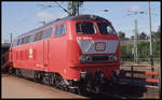Fahrzeugschau am 29.8.1993 im Bahnhof Uelzen mit DB Diesellok 216069.