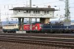 Ein Lokzug aus 217 014-0, 185 142-7 und 181 206-4 fhrt zurck Richtung Koblenz Ltzel nach der Lokparade am 03.04.2010