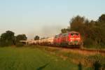 217 012 + 225 079 mit einem Kesselwagenzug am 01.09.2009 bei Alttting.