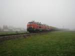 217 012 und 217 011 mit einem Kesselzug bei Heiligenstatt (27.11.2006)