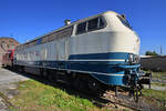 Die 1968 gebaute Diesellokomotive 217 014-0 konnte ich Anfang September 2021 im Eisenbahnmuseum Koblenz ablichten.