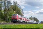 218 428 an der Spitze von EC 195 Zürich - München kurz vor Wangen im Allgäu.