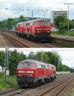 Nachdem sie den IC 118 am 10.07.2017 nach Stuttgart gebracht haben, fahren 218 434-9 und 218 491-9 als Lz durch Oberesslingen nach Ulm zurück