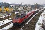 218 499 hat am 16.02.2017 die Aufgabe, einen 628 der Südostbayernbahn nach Süden zu überführen.