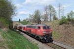 218 343-2 mit dem RE 26389 (Villingen(Schwarzw) - Neustadt(Schwarzw)) bei Hüfingen, 24.04.18.