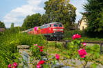 218 494-3 mit dem IC 119 aus Friedrichshafen kommend in Lindau Aeschach.