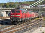 218 409 + 218 bei der Bereitstellung des RE 3248 'Radexpress' nach Friedrichshafen Stadt am 30.09.18 in Ulm Hbf.