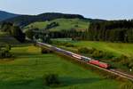 Der für mich interessanteste Zug, der währen der Arlbergsperre über das Allgäu umgeleitet wurde, war der NJ 464/466 Graz Hbf/Wien Hbf nach Zürich HB.