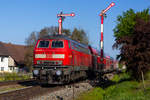 218 409-1 bei der Ausfahrt Nonnenhorn gen Friedrichshafen.