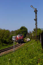 218 427-3 beim Einfahrsignal Lindau Aeschach.