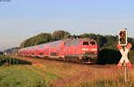 218 415-8 und 218 403-4 mit dem RE 57581 (Kempten(Allgäu)Hbf-München Hbf) bei Lindenberg 13.7.20