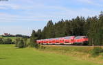 218 403-4 und 218 415-8 mit dem RE 57592 (München Hbf-Kempten(Allgäu)Hbf) bei Riedels 13.7.20