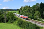 218 487 + 218 343 mit IC 2012 (Oberstdorf - Stuttgart Hbf) am 18.07.2020 bei Martinszell