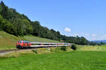 218 401 mit EC 194 (München Hbf-Zürich HB) am 19.07.2020 bei Oberstaufen-Lambrechts