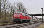 In Thüngersheim kommt 218 208-7 LZ gen Retzbach-Zellingen gefahren am Dienstag den 15.3.2022