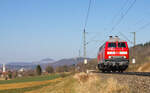 218 208 als Tfzf in Richtung Ulm am 11.03.2022 bei Kuchen.
