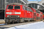 D-DB 218 438-0 rangierte am 19.02.2026 mit ihrem Zug in die Abstellung des Lübecker Hbf (AL). Zuvor schob sie ihren Zug als RE 2 (RE 56854) von Bad Kleinen (WK) nach Lübeck Hbf (AL).
