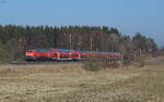 RE2(4861) von Hof nach München verkehrte am 05.03.2025 mit der 218 416 und wurde nahe Neues aufgenommen. 
