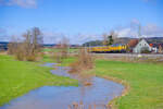 218 471 DBMP mit einem Messzug bei Oberdachstetten Richtung W�rzburg, 09.04.2022