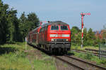 218 401-8 am 23.06.2026 mit dem RE 12017 bei der Einfahrt in Kandel.