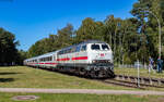 218 341 und 218 330 (Zugschluss) mit dem IC 1624  Sperber  (Dortmund Hbf - Hannover Hbf) in Munster Emminger Weg 25.9.26
