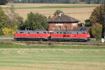 218 421 und 218 416 kamen am 19.10.26 von Landshut nach Mühldorf bei Götzdorf vorbei.