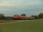 218 153 mit dem Prager von Prag nach Nrnberg, hier bei Hiltersdorf.