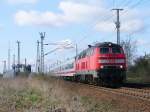 218 458-1 Mit Urlauberexpress unterwegs nach Heringsdorf.