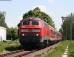 218 484-4 mit dem RE 4836 bei der Durchfahrt Grombach am 13.5.08