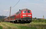 218 214 auf der letzten Nebenbahn Baden-Wrttembergs, auf der noch Lokbespannde Zge verkehren: Der Teckbahn.