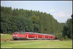 Planmig auf der Filsbahn (KBS 750) zu beobachten ist dieses 218er-Sandwich an einem InterRegioExpress von Stuttgart Hbf nach Lindau Hbf, aufgenommen am Morgen des 29.07.08 in der Nhe von