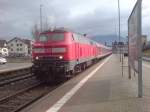 218 493-5 bei der Einfahrt auf Gleis 2 in Immenstadt am 21.02.08 auf den weg nach  Lindau Hbf