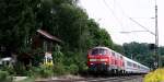 218 161 und 218 165 befrdern am 13. August den IC 2012 (Oberstdorf-Leipzig) bei Reichenbach (Fils) ber die Filsbahn (KBS 750) Richtung Stuttgart.