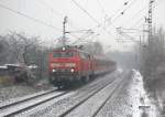 218 481-0 mit RE Heilbronn - Sinhsheim(Elsenz) - Meckesheim - Heidelberg - Mannheim, in Heidelberg Pfaffengrund/Wieblingen. 14.01.2009