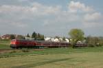 218 481-0 in Bad Wimpfen-Hohenstadt am 13.04.09. Sie ist die letzte 218 mit Zusatzscheinwerfern.