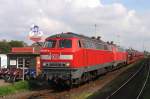 218 157-6 and 218 184-0 mit Autozug Niebll-Westerland (Sylt) auf Bahnhof Westerland (Sylt) am 23-6-2007.