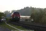 Arlberg-Umleiter EN 464 mit 218 416 und 218 426 rollt durch Oberreitnau nach Lindau Hbf hinab, wo es mit einer SBB Re 421 weiter nach sterreich geht.