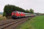 218 404 und 218 xxx mit EC 191 vor Schwabhausen (28.04.2009)