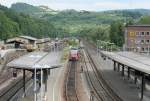 Ohne mich selbst zu loben, ein wunderschner Ausblick von der Brcke des Gerolsteiner Bahnhofs, im Hintergrund ist Talent, BR 928 & BR 218 sichtbar, aufgenommen am 12.08.2009