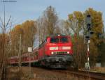 218 456-2 mit dem RE 3208 (Ulm Hbf-Neustadt(Schwarzw)) am Esig Donaueschingen 28.10.09