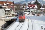 Riesiges Glck hatte ich am 20.2.2010 in Immenstadt als vllig berraschend die Kemptner 218 469-5 mit dem Lr 75774 (MKP - MLI) um die Kurve gefahren kam, denn die Leistungen der 218 auf der