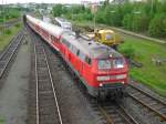 218 390-3 mit RE 3707 (BDER EXPRESS) von Leipzig nach Hof. Hier bei der Einfahrt in Hof Hbf am 28.05.10. Foto machte ich von der Fugngerbrcke!