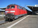 5.6.2010 17:12 DB AG Baureihe 218 333-3 mit RE 16 aus Reichenbach (Vogtland) nach Hof (Saale) bei der Ausfahrt aus Plauen (Vogtland) Oberer Bahnhof.