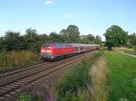 Nachschu 218 390-3 ist hier mit dem Bder Express (3714) am 31.07.10 in Obermylau.