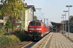 218 434-9 am 25.10.2008 mit einer RB nach Hamburg Hbf in Hamburg-Wandsbek.