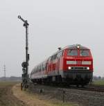 Die 218 208-7 fuhr am 14.02.2011 in Kuchenheim ein.