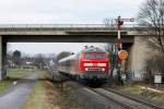 Die 218 208-7 fuhr am 15.02.2011 aus Kuchenheim aus.